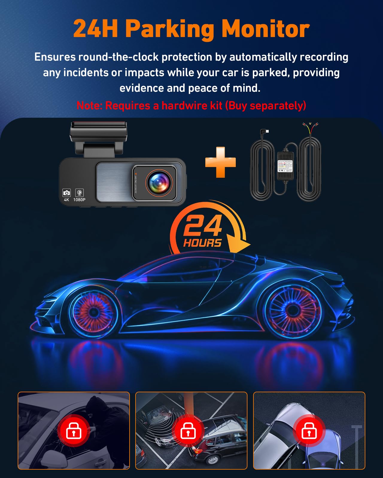 Dash Cam Front And Rear, 4K Dash Camera For Cars Built-In 5G Wifi & Gps, 3.2'' Ips Screen Dash Cam W/ 64Gb Card, Dual Dashcam W/